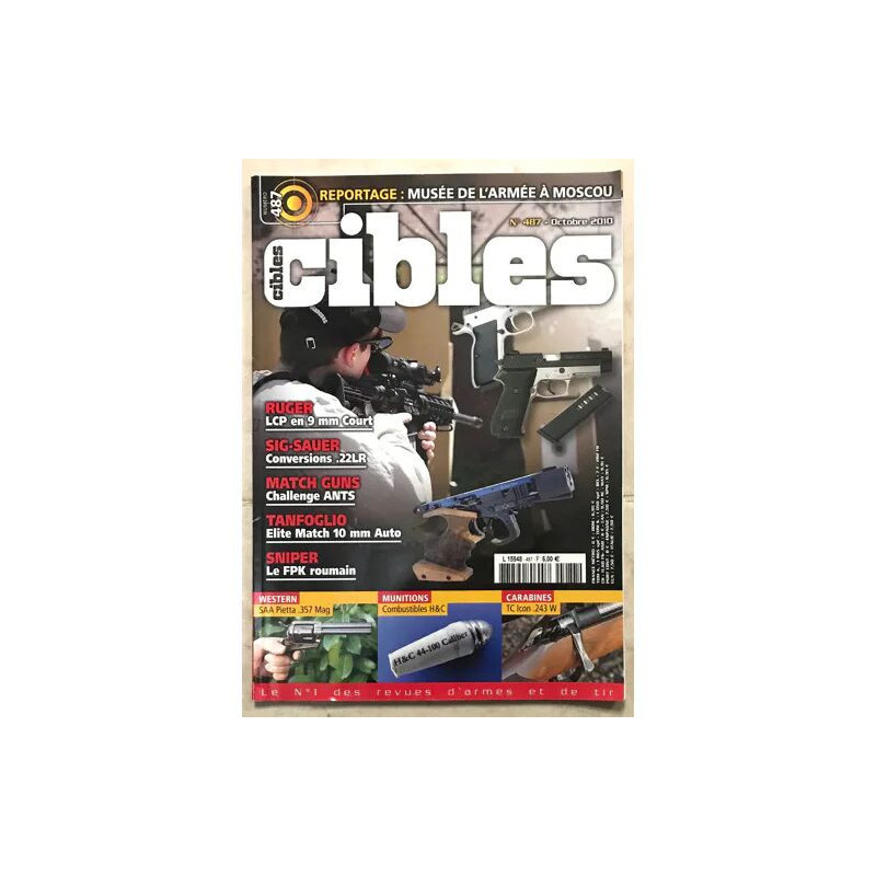 CIBLES 487 RUGER LCP EN 9 MM COURT SIG SAUER 22 LR TANFOGLIO ELITE...