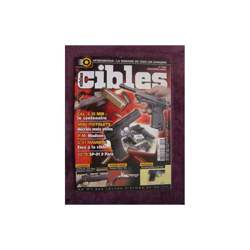 CIBLES N° 440 CAL 6.35 LE CENTENAIRE MINI PISTOLETS DECRIES MAIS...