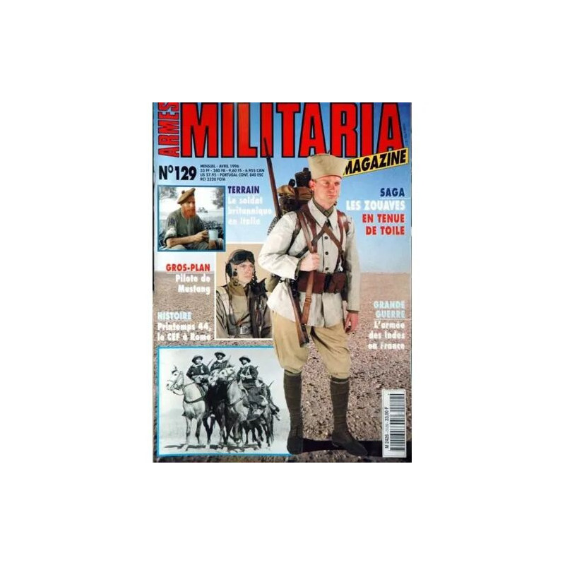 ARMES MILITARIA MAGAZINE N° 129 DU 01/04/1996 - SAGA - LES ZOUAVES...