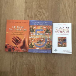LOT DE 3 LIVRES LES QUATRE ACCORDS TOLTEQUES PAR DON MIGUEL RUIZ...