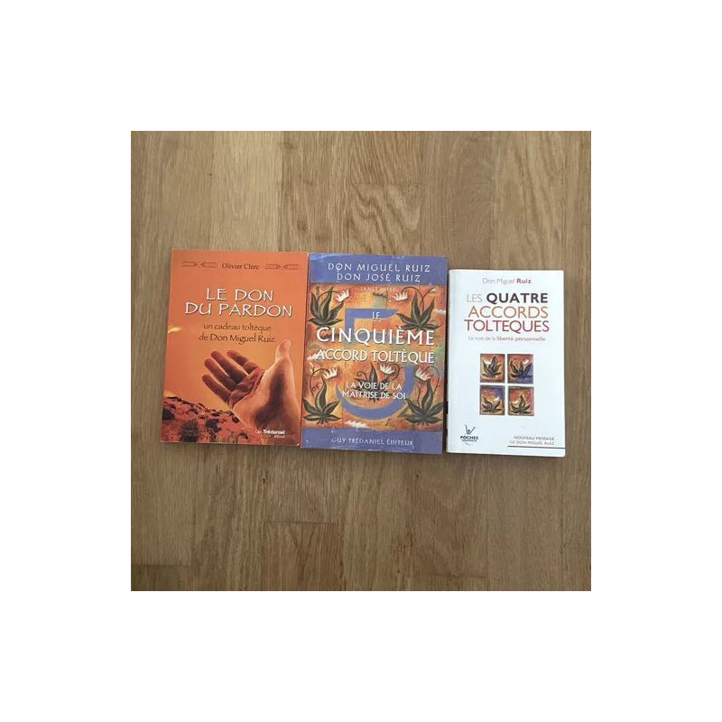 LOT DE 3 LIVRES LES QUATRE ACCORDS TOLTEQUES PAR DON MIGUEL RUIZ...