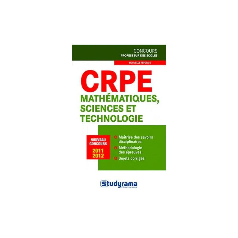 Crpe Mathématiques Et Sciences Et Technologie - Nouveau Concours -...