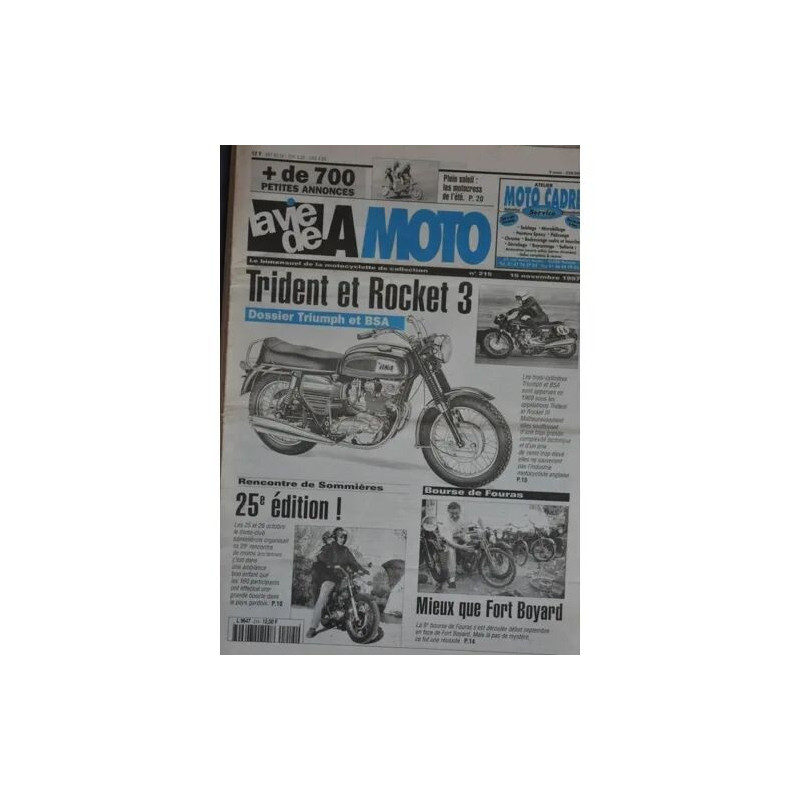 La vie de la moto N° 215 : Dossier Triumph trident et BSA rocket 3