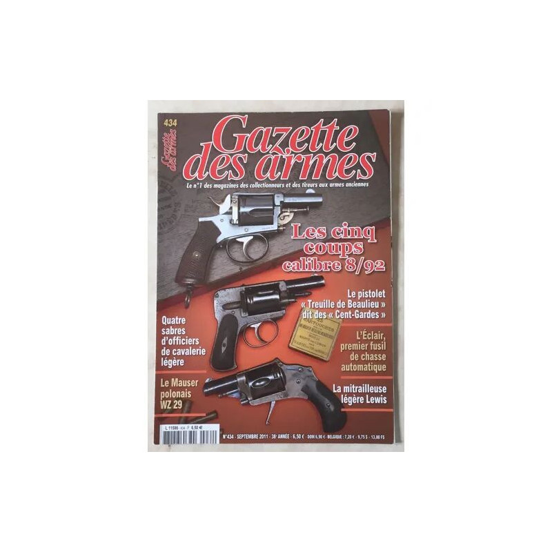 GAZETTE DES ARMES N° 434 5 COUPS CALIBRE 8/92 PISTOLET TREUILLE DE...