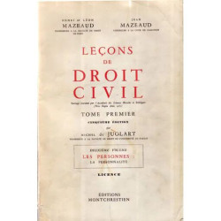 Le¿Ons De Droit Civil 5¿Meéd. Par M. De Juglart T. I 2¿Me Vol. Les...