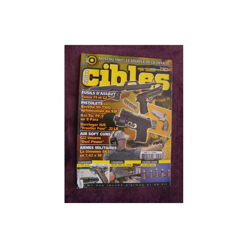 CIBLES N° 452 FAMAS F1 ET G2 BERETTA 90 TWO KEL TEC PF9 DERRINGER...
