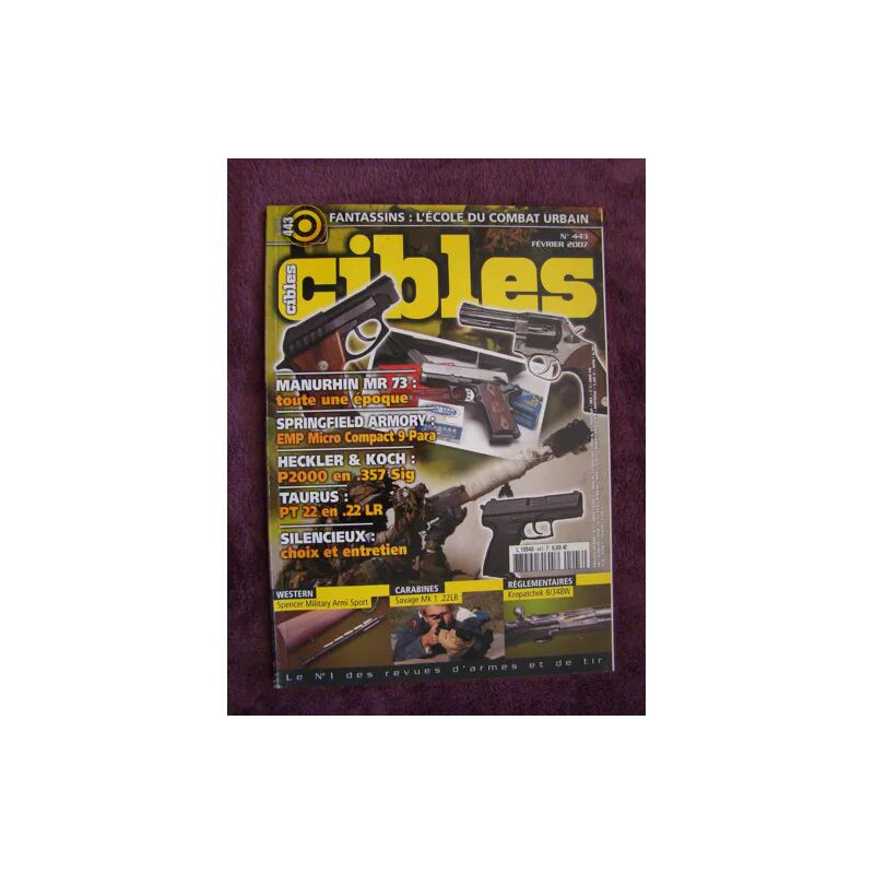 CIBLES N° 443 MANURHIN MR 73 SPRINGFIELD ARMORY EMP MICRO COMPACT...