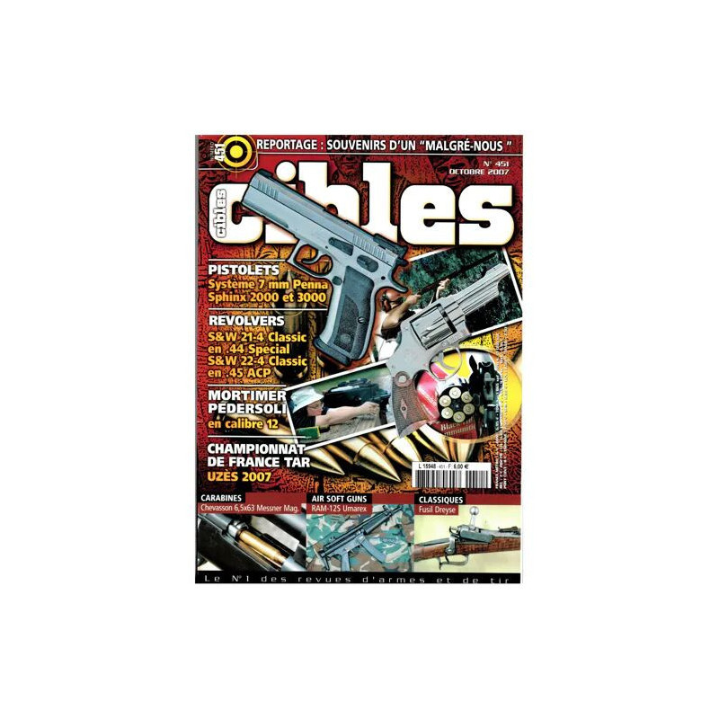 CIBLES N° 451 PISTOLETS SYSTME 7 MM DE PENNA SPHINX 2000 ET 3000...
