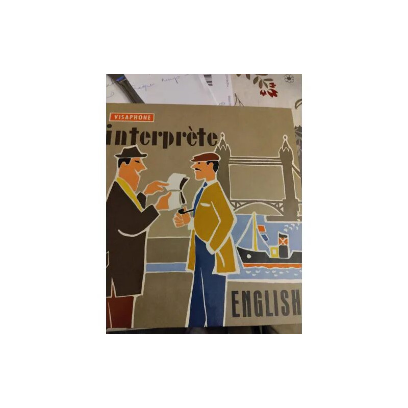 BOITIER INTERPRETE VISAPHONE ENGLISH 3 LIVRES 12 DISQUES VINYL COMPLET