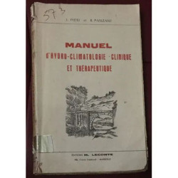 MANUEL D'HYDRO CLIMATOLOGIE CLINIQUE ET THERAPEUTIQUE