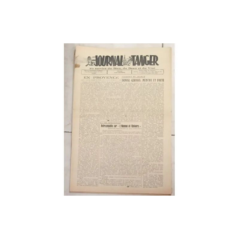 LE JOURNAL DE TANGER AU SERVICE DU BIEN DU BEAU ET DU VRAI...