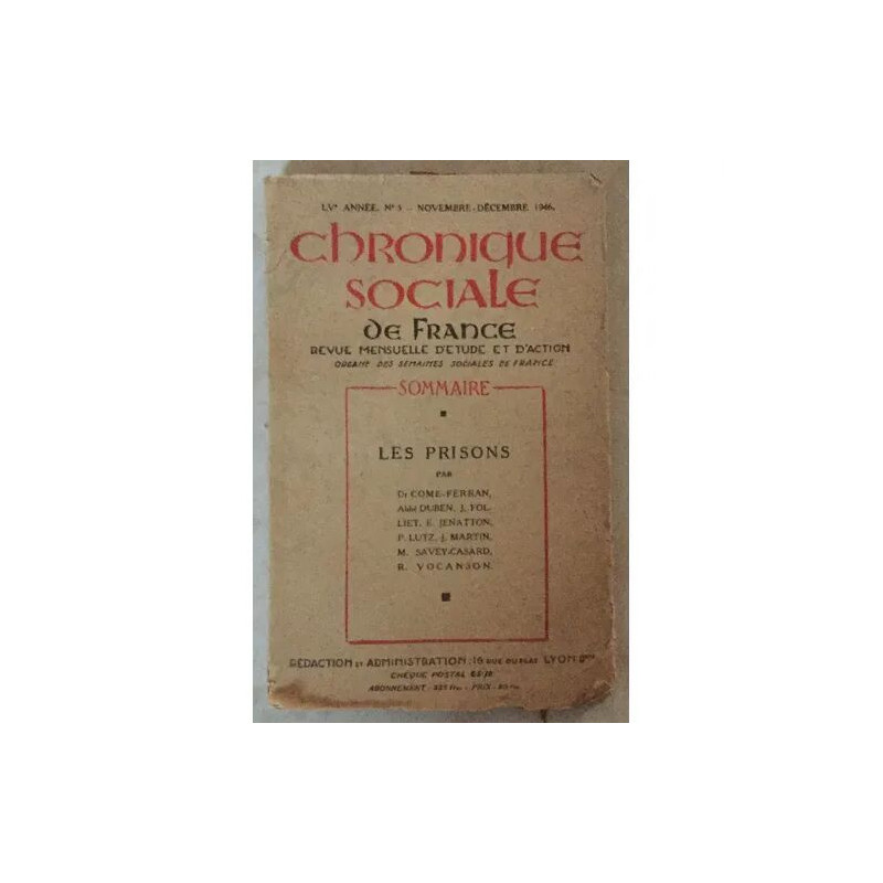 CHRONIQUE SOCIALE DE FRANCE LES PRISONS PROBLEMES PRISONS DE...